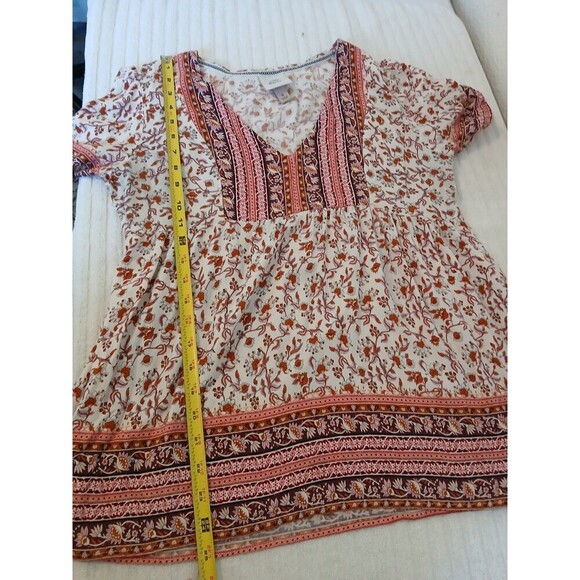 Knox Rose Peplum Top Medium Short Sleeve Floral Print Boho Bohemian Peasant - Picture 7 of 13